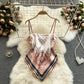 Women's tops with a design sense, niche print, bellyband, backless, slim and versatile camisole R2190