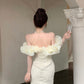 Sexy off-the-shoulder dress, high-end design, slim waist, slimming and hip-hugging dress R3791