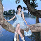 French sweet floral ruffle patchwork dress niche design princess fairy dress R1657