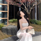 White lace suspender dress beautiful waist hip skirt R0526