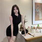 Slimming dress for women, new summer style, French sleeveless, high-end short hip skirt R3753