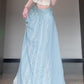 Gentle temperament white one-shoulder top a-line skirt two-piece set R0808