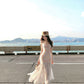 Design sense waist floral sling fishtail dress big swing gauze skirt long summer R3908