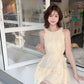 Gentle temperament small skirt holiday style three-dimensional flower sleeveless halter dress R0892