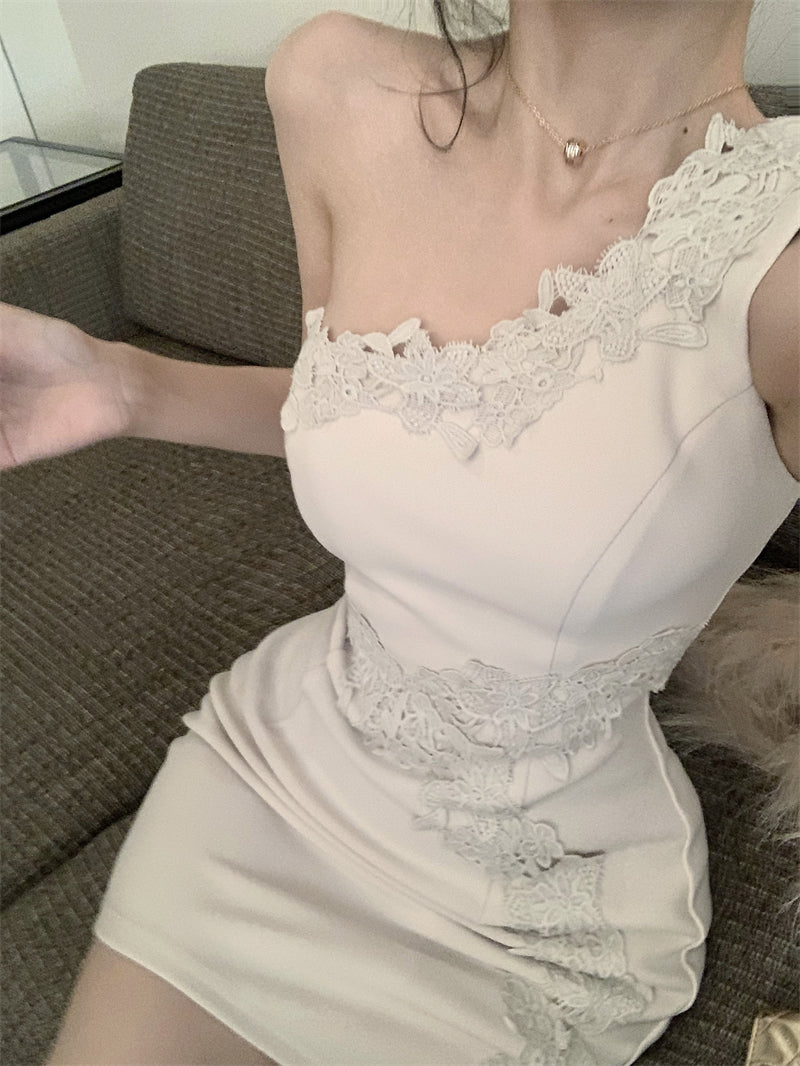 Sexy slim fit hip skirt with off-shoulder dress R0539