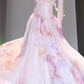 Gentle temperament pink floral suspender dress beautiful waist dress R0685