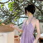 Beautiful little skirt yellow backless halter neck long skirt new style R0641