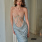 French retro palace lace satin splicing corset dress tube top dress homecoming dress R5124