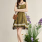 Han element green suspender dress 2025 temperament wear short skirt R1949