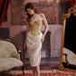 French retro palace fishbone slimming bra gold tube top waist top homecoming dress R5115