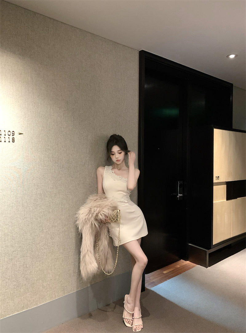 Sexy slim fit hip skirt with off-shoulder dress R0539