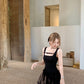Flower bud vest little black dress waist slimming French Hepburn dress women's summer R3913