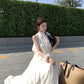 Beautiful suit outfit first love white floral halter neck top skirt two piece skirt R0689