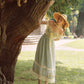French pastoral style heavy embroidery lace splicing suspender long dress homecoming dress R5145