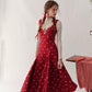 French girl playful bow red waist dress atmosphere homecoming dress R5147
