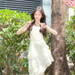 Irregular white suspender dress gentle temperament beautiful summer skirt R0756