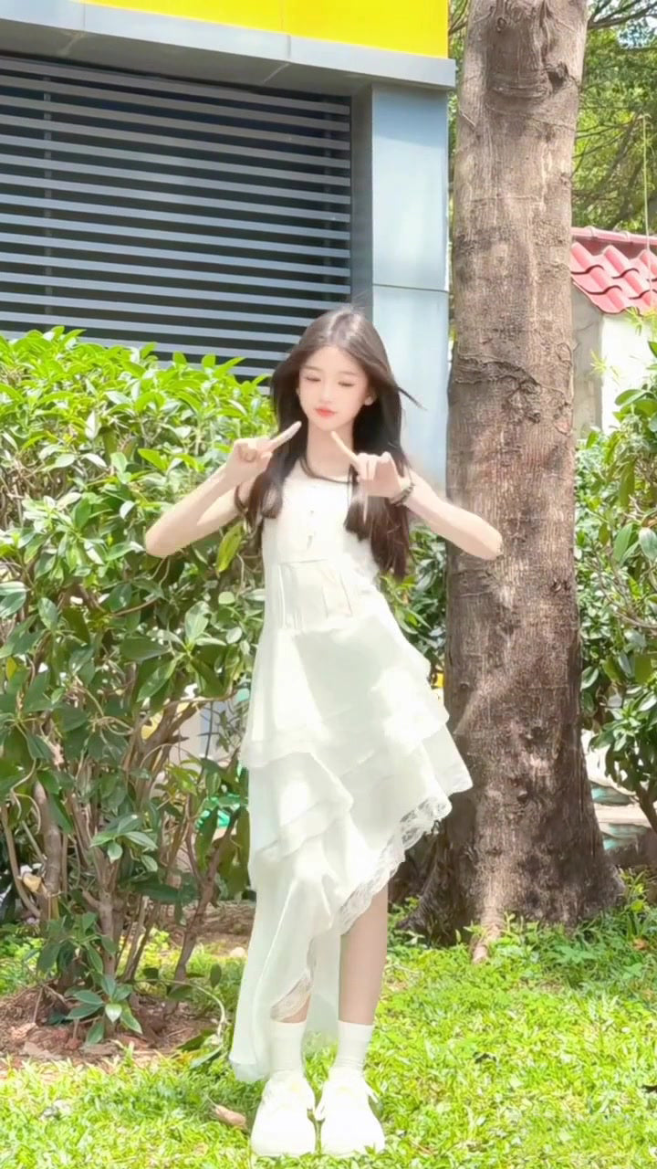 Irregular white suspender dress gentle temperament beautiful summer skirt R0756