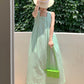French cotton and linen suspender dress holiday seaside skirt travel long skirt suspender skirt R0195