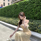Beautiful little skirt gentle style floral yellow long skirt 2025 dress R0890
