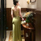 Retro Jacquard Suspender Top Satin Dress long party dress evening dress       S6201