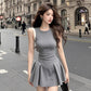Pure desire style gray sleeveless vest dress summer new waist slimming short skirt R3389