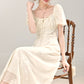 French style high-grade apricot dress women's new style small long skirt R1972