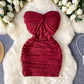 Sexy sleeveless tube top dress pure desire hot girl pleated slim hip small mesh skirt R2328