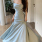 Dress satin 2025 ruffled holiday fishtail pure desire banquet sling long dress R1446