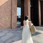 Beautiful suit outfit first love white floral halter neck top skirt two piece skirt R0689