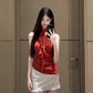 Beautiful outfit set Beautiful red polka dot halter neck vest short skirt two-piece set R0802