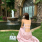 Pink polka dot suspender top two-piece set chic sweet and spicy skirt set R0822