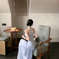 Vacation style outfit beautiful gentle style halter neck vest a-line skirt two-piece suit R0863