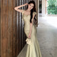 French satin sling collar fishtail suspender dress slim fit temperament dress long skirt R1805