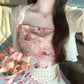 Gentle temperament sling floral dress beautiful waist A-line short skirt R0764