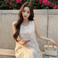Beautiful flower vest dress gentle temperament atmosphere small skirt R0715