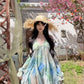 Blooming floral halter dress holiday style beautiful dress R0716