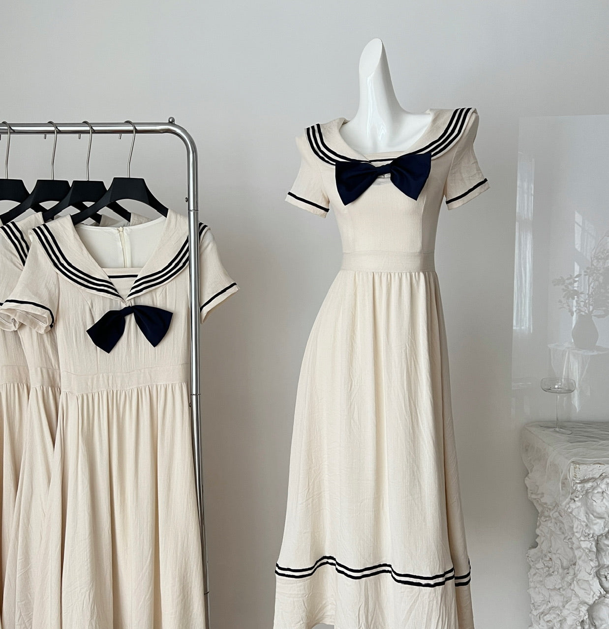 Haiyan Sweetheart College Style French Color-blocking Splicing Dress New R2172