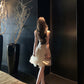 Gentle style v-neck ruffled suspender dress temperament waist A-line short skirt R0594