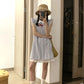 Sweet style blue plaid dress gentle temperament loose a-line short skirt 2025 new R0873