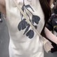 Simple and generous sleeveless dress niche linen print beautiful temperament long dress R0713