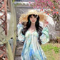 Blooming floral halter dress holiday style beautiful dress R0716