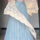 Gentle temperament white one-shoulder top a-line skirt two-piece set R0808
