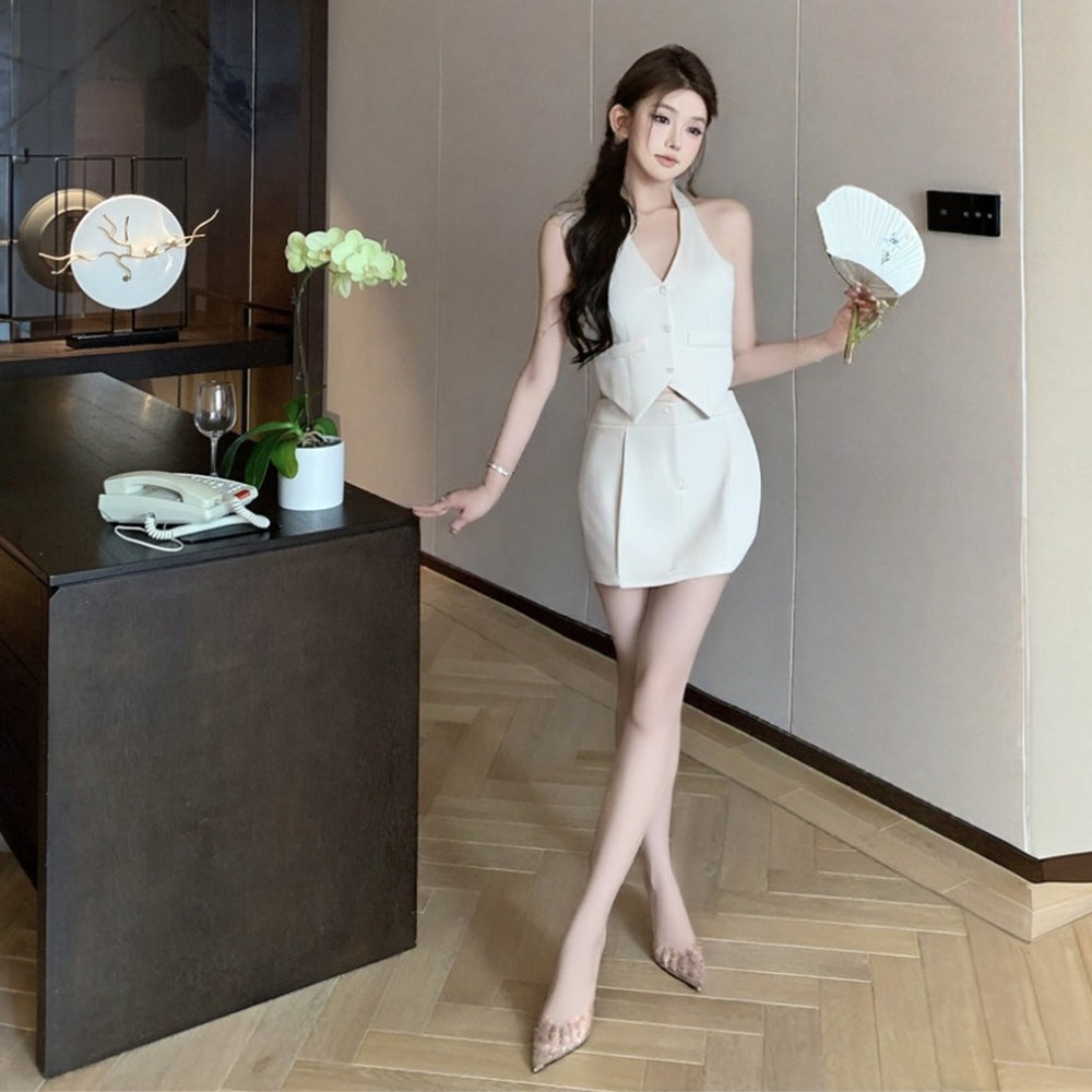 Chanel style suit top and skirt, casual and elegant two-piece suit R0881