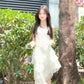 Irregular white suspender dress gentle temperament beautiful summer skirt R0756
