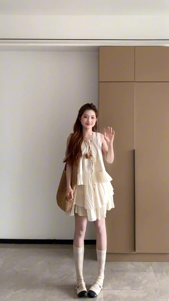 Holiday style outfit suit casual fashion sleeveless vest a-line short skirt two-piece suit 2025 R0839