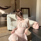 Pink fairy dress waist French tulle irregular princess skirt female summer R3906