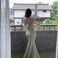 French satin sling collar fishtail suspender dress slim fit temperament dress long skirt R1805