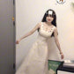 White sleeveless vest dress gentle style waist slim hip skirt R0589