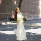 2025 new women's suit knitted cardigan beautiful floral skirt two-piece suit R0708