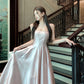 Square neck suspender dress sexy sleeveless vest waist slim fit high-end dress skirt R1482